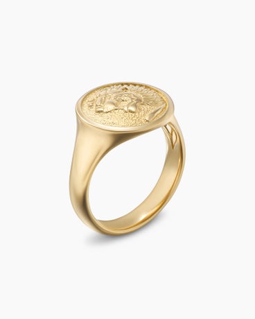 Petrvs® Lion Pinky Ring in 18K Yellow Gold, 15mm