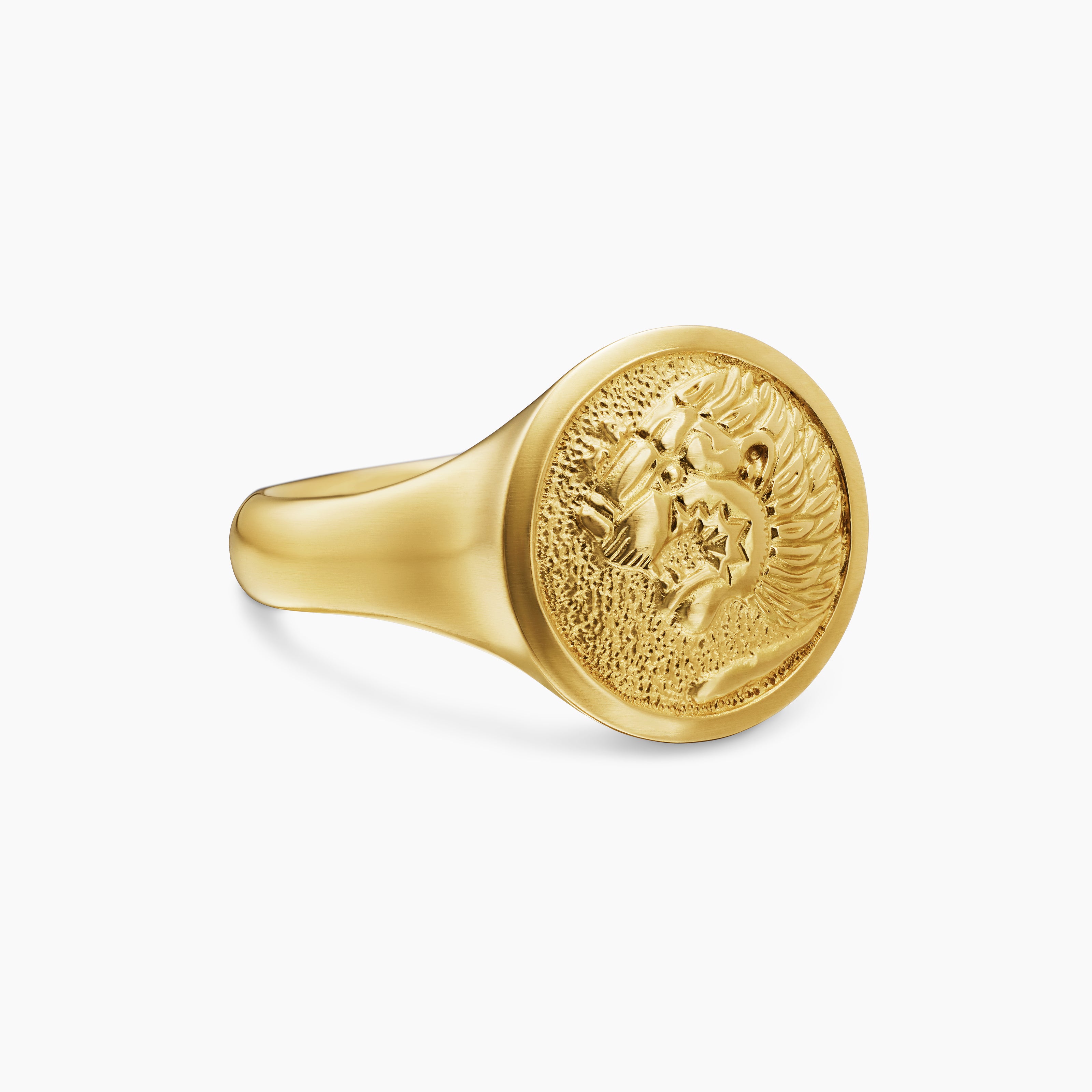 Mens Petrvs&reg; Lion Pinky Ring in 18K Yellow Gold, 15mm