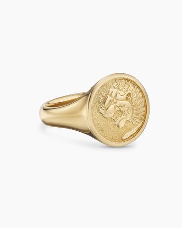 Petrvs® Lion Pinky Ring in 18K Yellow Gold, 15mm