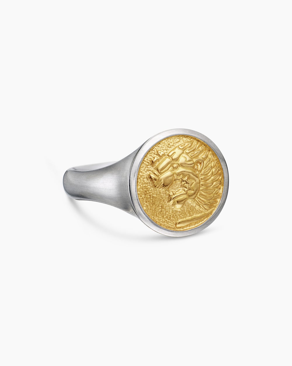 Bague pour auriculaire Lion Petrvs en argent sterling avec or jaune 18 carats, 15 mm hommes