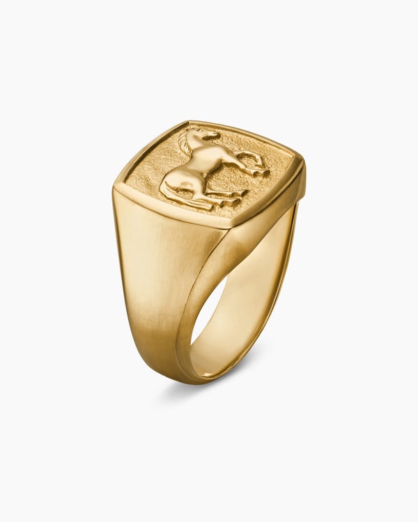 Petrvs Horse Pinky Ring in 18K Yellow Gold, 14.8mm