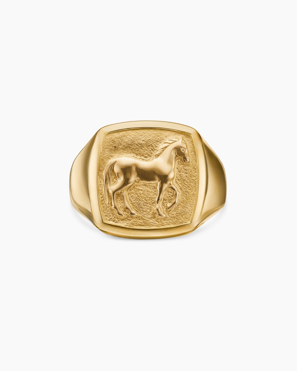 Mens Petrvs® Horse Pinky Ring in 18K Yellow Gold, 14.8mm