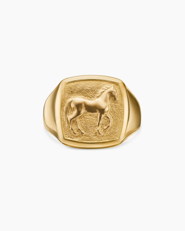 Petrvs Horse Pinky Ring in 18K Yellow Gold, 14.8mm
