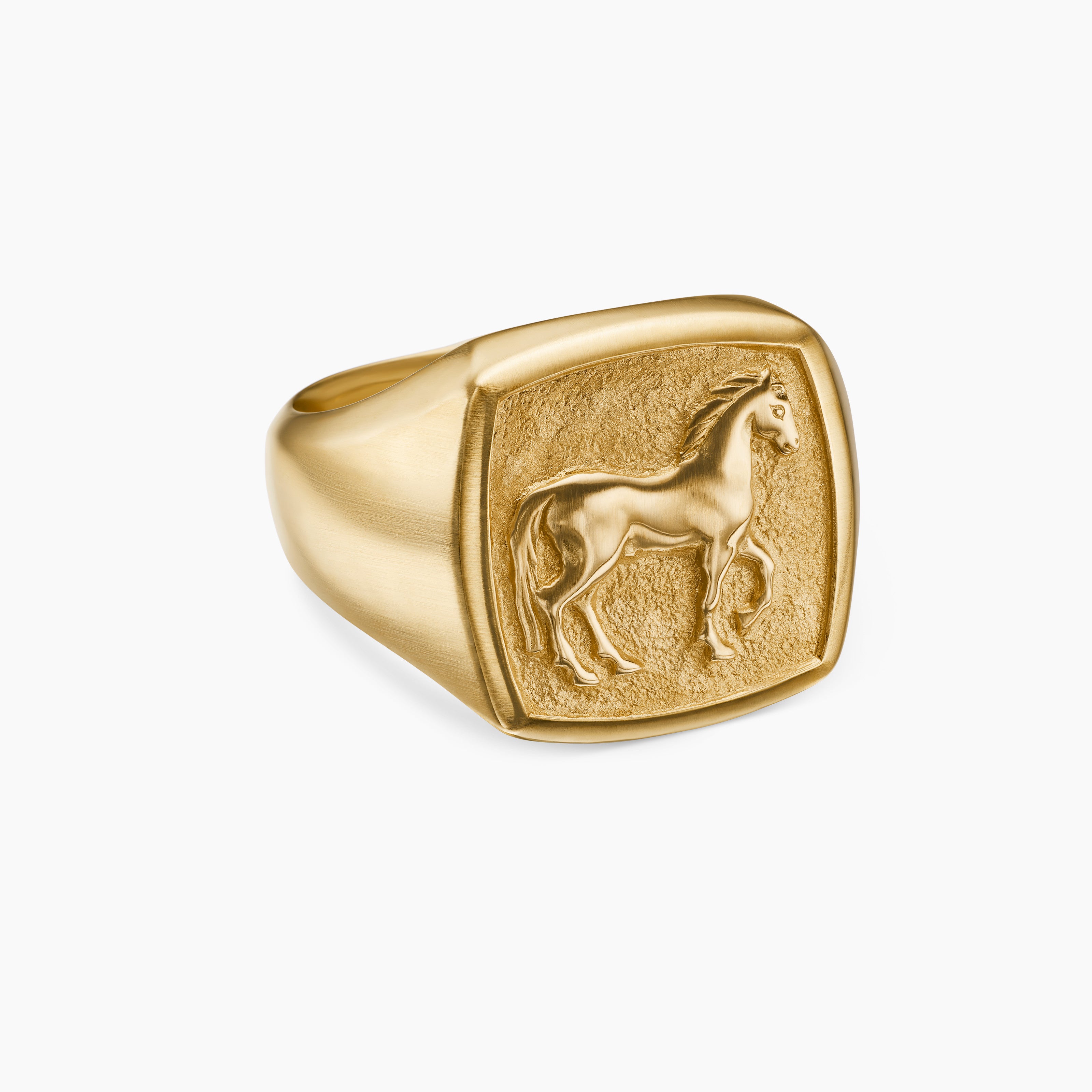 Mens Petrvs&reg; Horse Pinky Ring in 18K Yellow Gold, 14.8mm
