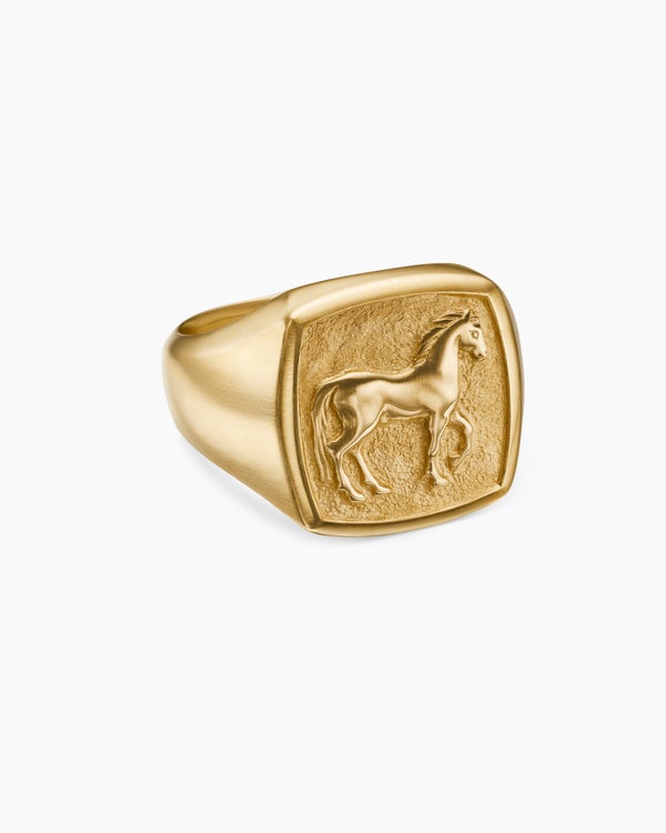 Petrvs Horse Pinky Ring in 18K Yellow Gold, 14.8mm