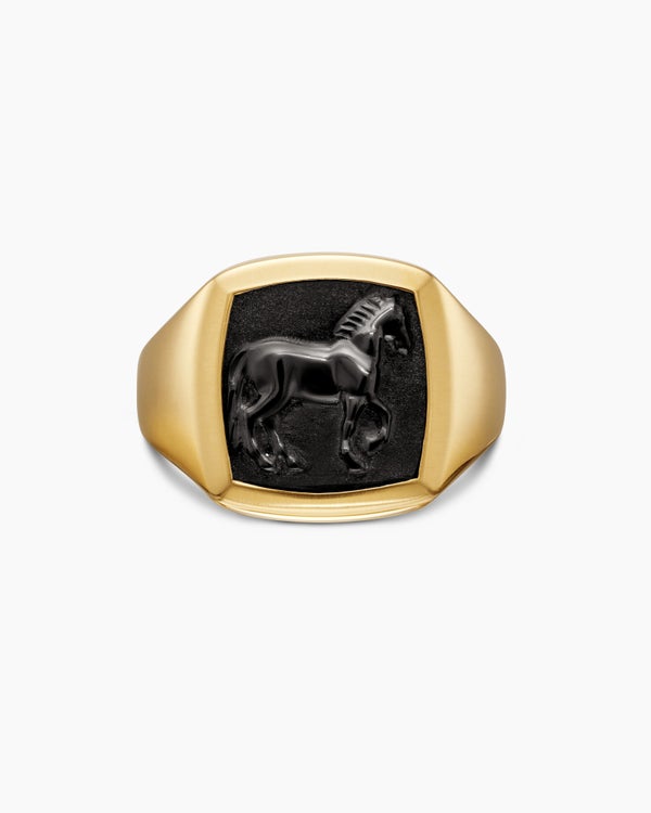 Petrvs Horse Pinky Ring in 18K Yellow Gold, 14.8mm