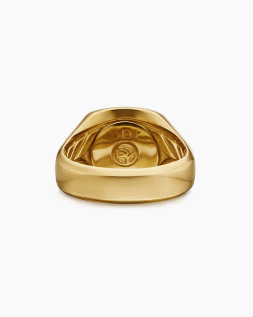 Mens Petrvs® Horse Pinky Ring in 18K Yellow Gold with Black Onyx, 14.8mm