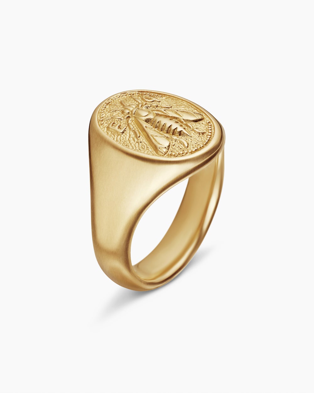 Mens Petrvs® Bee Pinky Ring in 18K Yellow Gold, 15.5mm