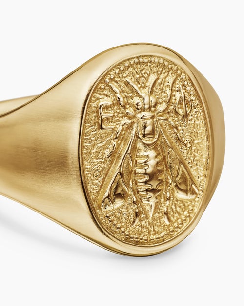 Mens Petrvs® Bee Pinky Ring in 18ct Yellow Gold, 15.5mm