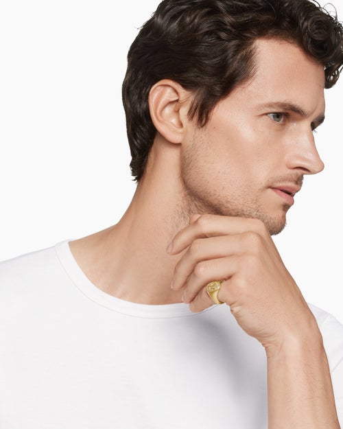 Chevalière Petrvs® motif abeille en or jaune 18 carats, 15,5 mm