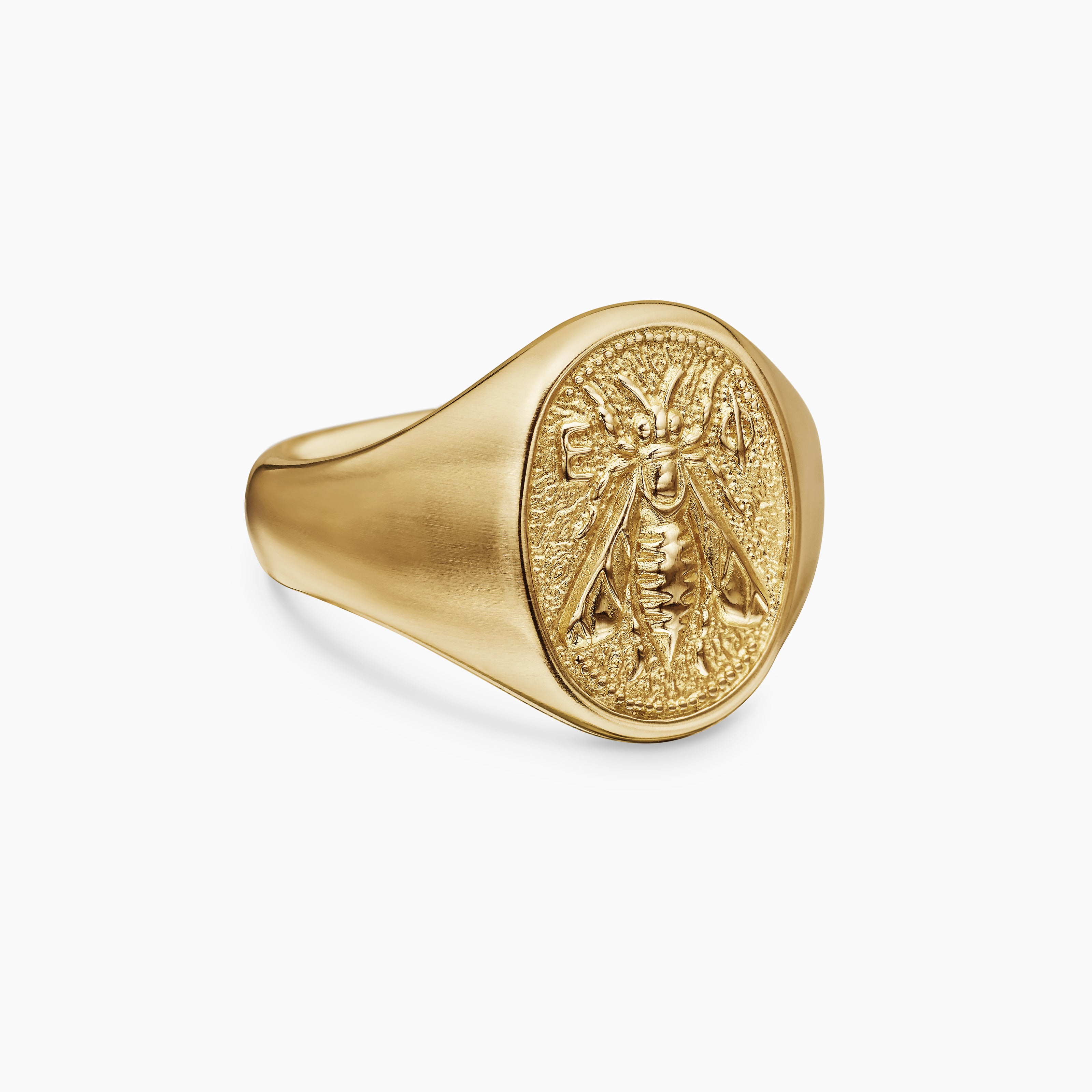 Mens Petrvs Bee Pinky Ring in 18K Yellow Gold, 15.5mm