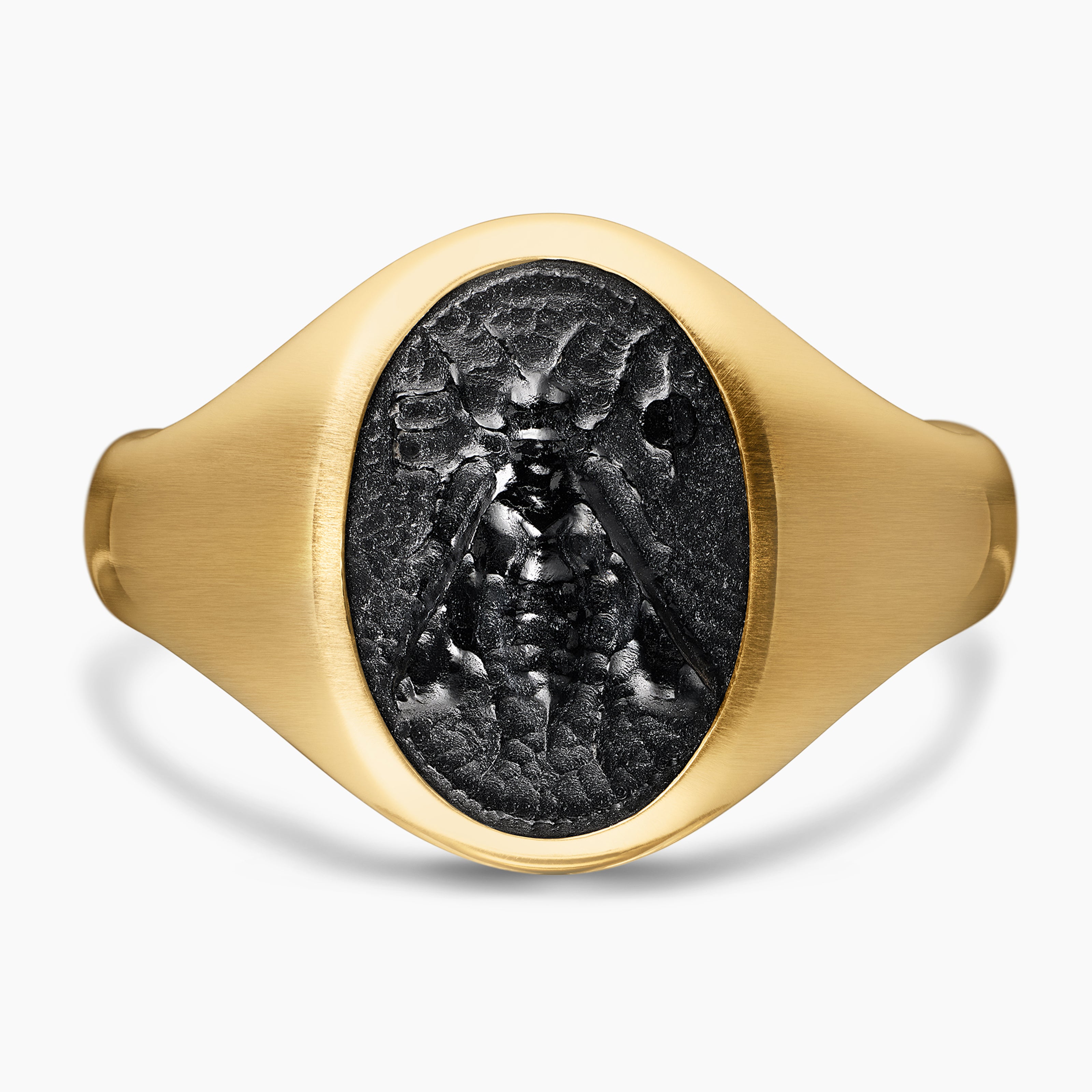 Petrvs® Bee Pinky Ring in 18K Yellow Gold with Black Onyx, 15.5mm