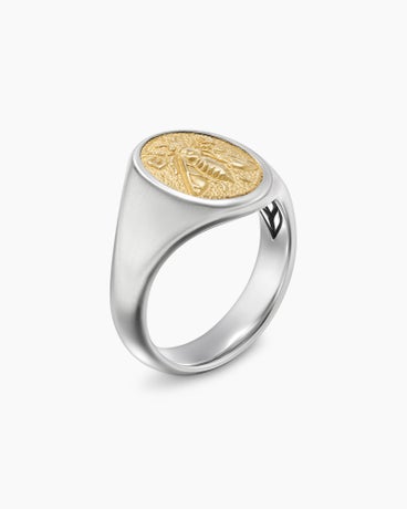 Petrvs® Bee Pinky Ring in Sterling Silver with 18K Yellow Gold, 15.5mm