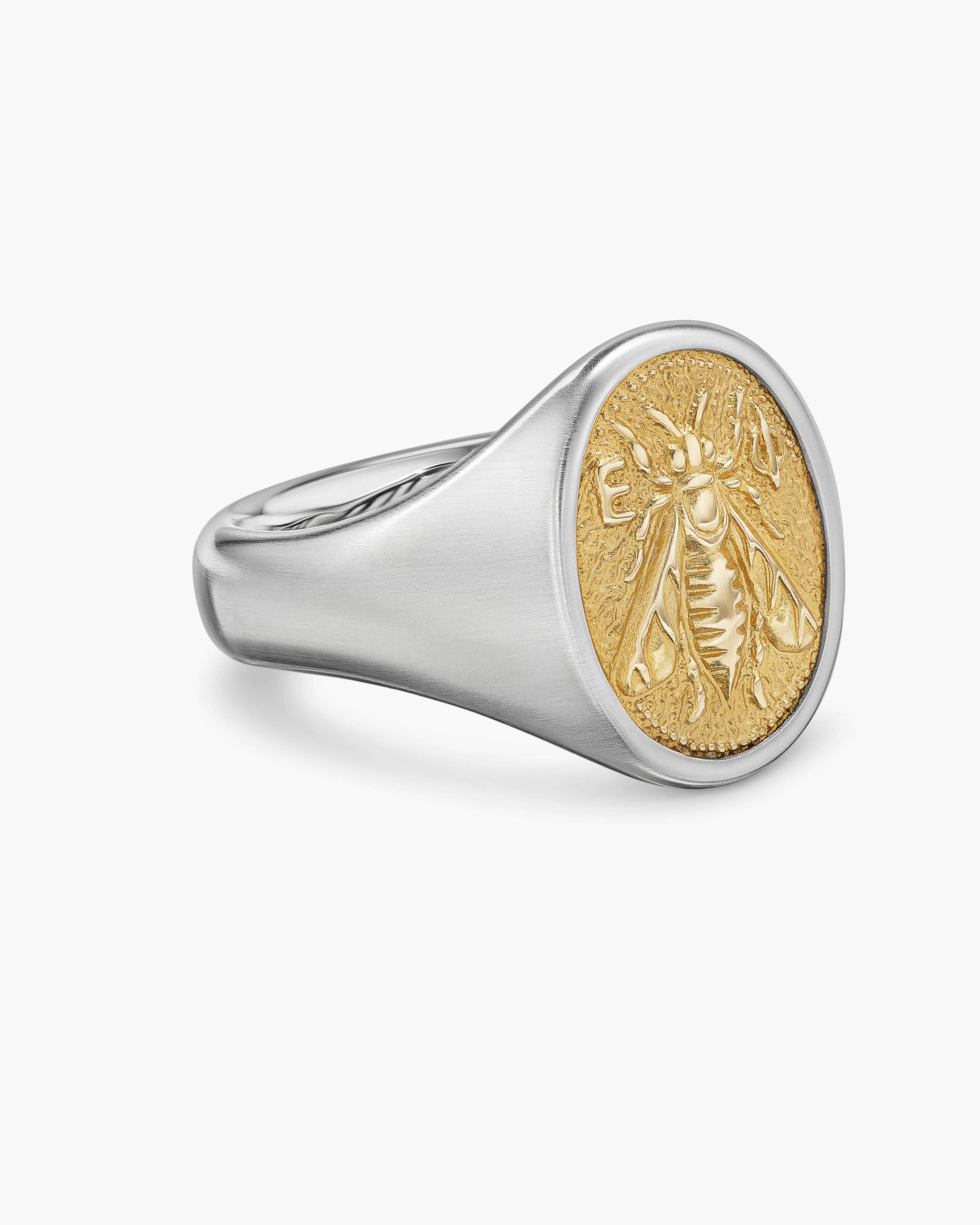 Petrvs Bee Pinky Ring in Sterling Silver with 18K Yellow Gold, 15.5