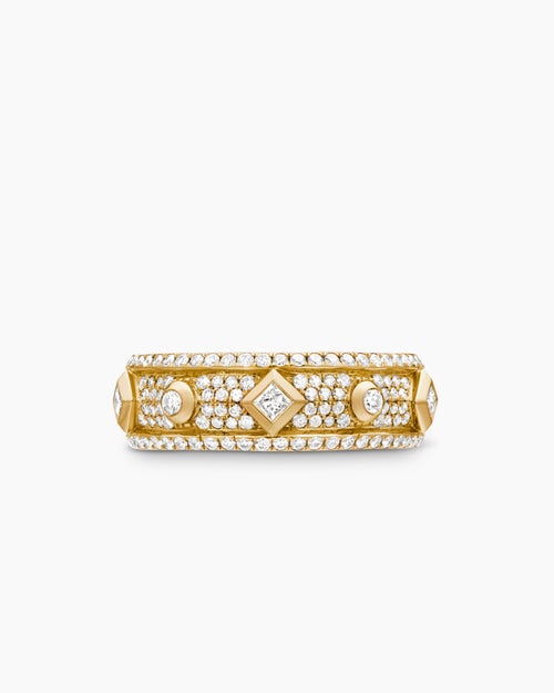 Womens Modern Renaissance® Band Ring in 18K Yellow Gold with Diamonds, 6.6mm