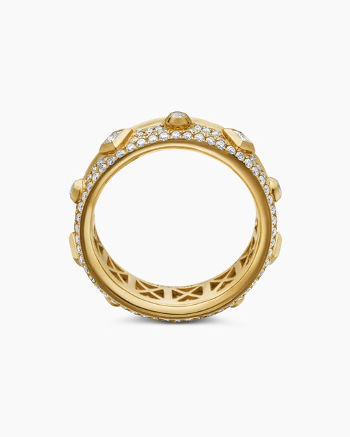 Womens Modern Renaissance® Band Ring in 18K Yellow Gold with Diamonds, 6.6mm