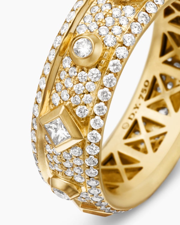 Modern Renaissance® Band Ring in 18K Yellow Gold with Diamonds, 6.6mm