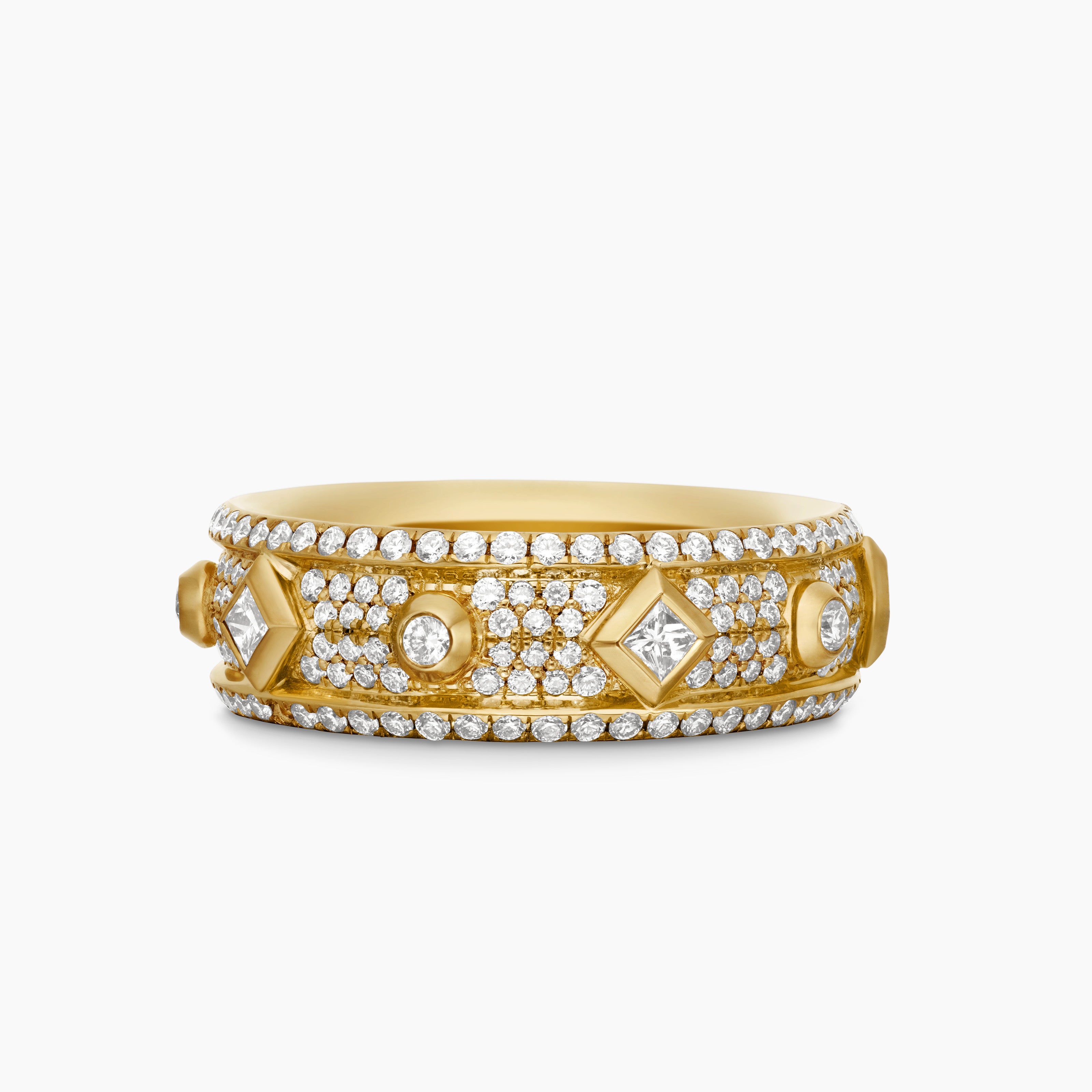 Womens Modern Renaissance&reg; Band Ring in 18K Yellow Gold with Diamonds, 6.6mm