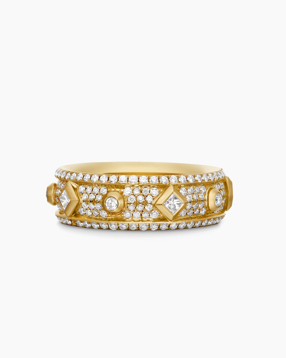 Womens Modern Renaissance® Band Ring in 18K Yellow Gold with Diamonds, 6.6mm