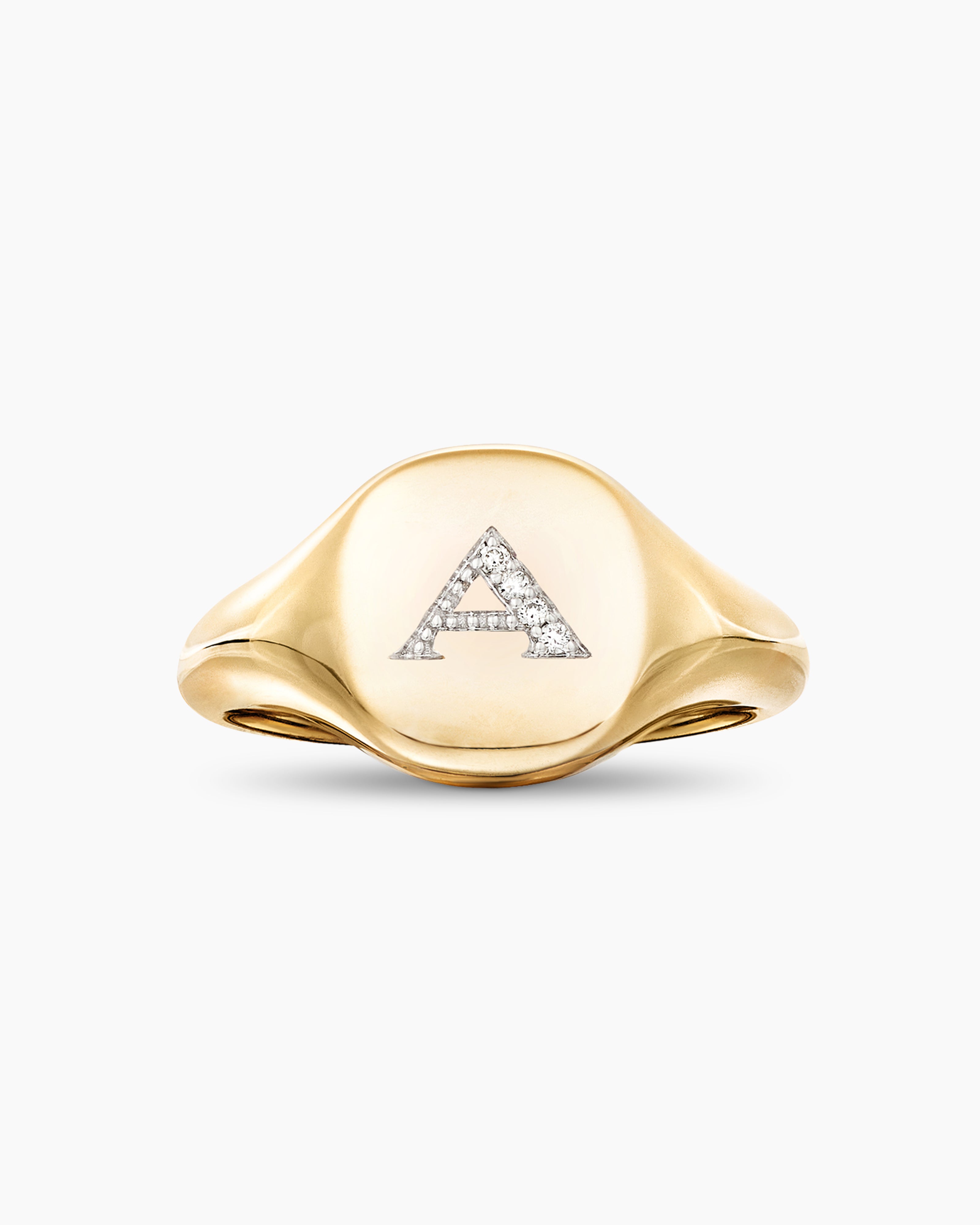 Letter I 14KT Yellow Gold Initial Ring