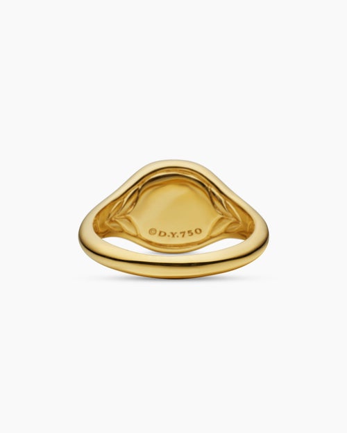 Womens DY Initial Pinky Ring in 18K Yellow Gold with Diamond G, 9.8mm