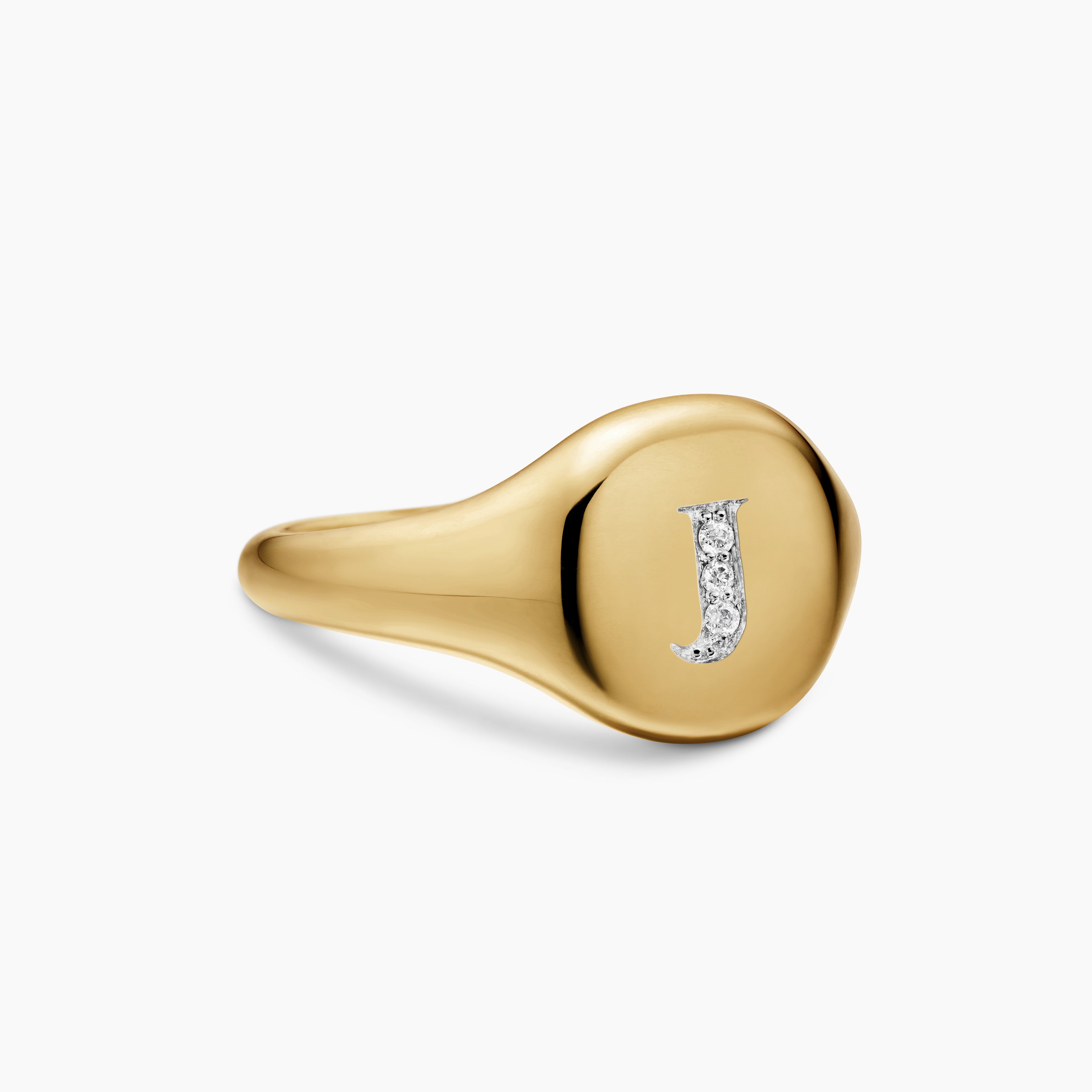 Bague pour auriculaire &agrave; initiale DY en or jaune 18 carats avec diamants formant un J, 9,8 mm femmes 