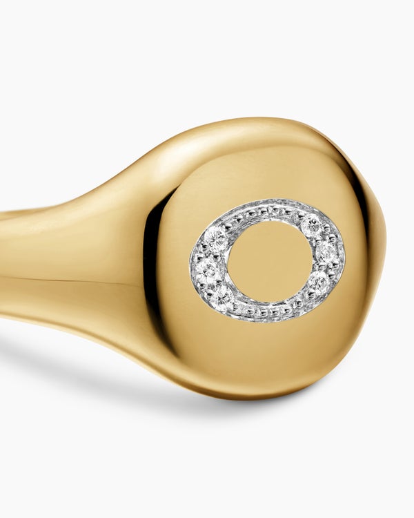 DY Initial Pinky Ring in 18K Yellow Gold with Diamonds, 9.8mm