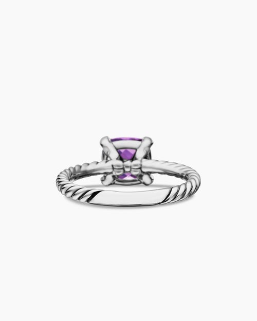 Womens Chatelaine® Ring in Sterling Silver with Amethyst and Diamonds, 8mm