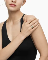 Chatelaine® Ring in Sterling Silver with Prasiolite and Diamonds, 8mm