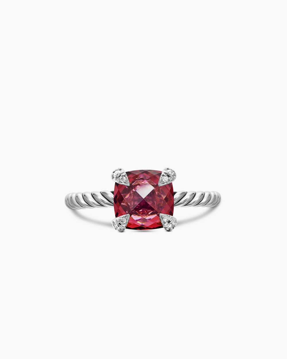 Womens Chatelaine Ring in Sterling Silver with Diamonds, 8mm