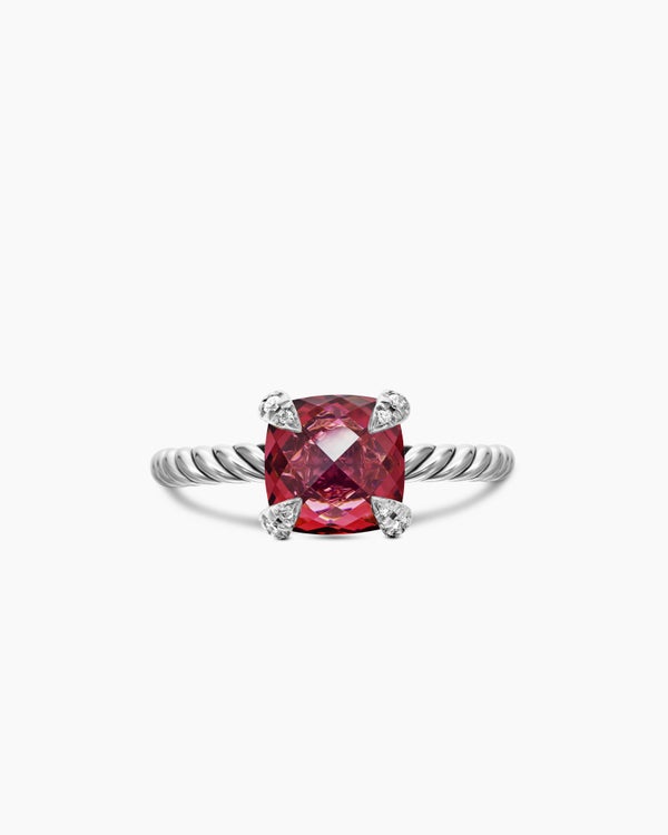 Chatelaine® Ring in Sterling Silver with Amethyst and Diamonds, 8mm