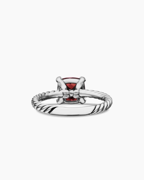 Womens Chatelaine Ring in Sterling Silver with Diamonds, 8mm