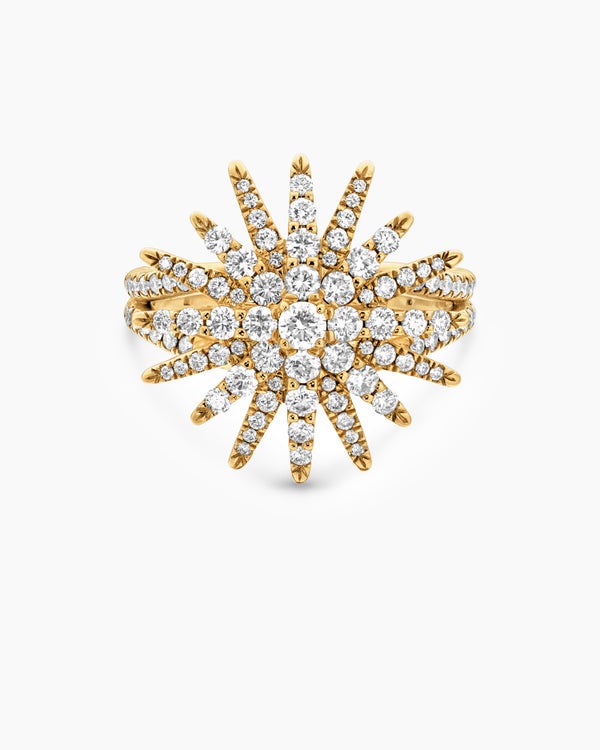 Starburst Ring in 18K Yellow Gold with Diamonds, 20mm