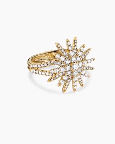 Starburst Ring in 18K Yellow Gold with Diamonds, 20mm