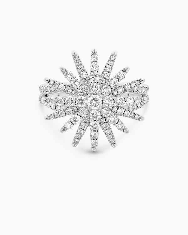 Starburst Ring in 18K White Gold with Diamonds, 20mm