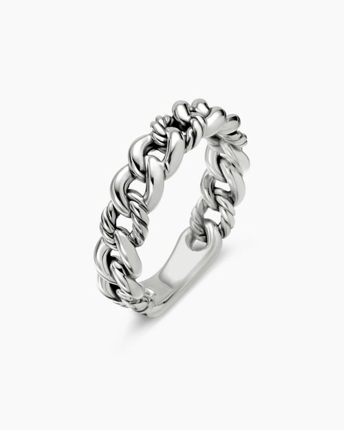 Womens Belmont Curb Link Band Ring in Sterling Silver, 5mm