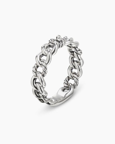 Belmont Curb Link Band Ring in Sterling Silver, 5mm