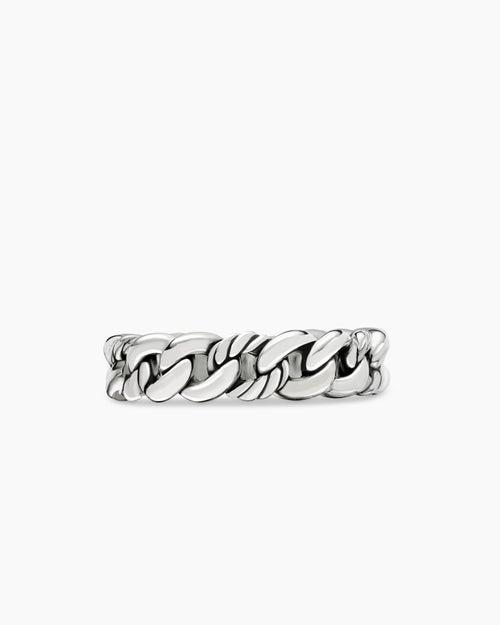 Womens Belmont Curb Link Band Ring in Sterling Silver, 5mm