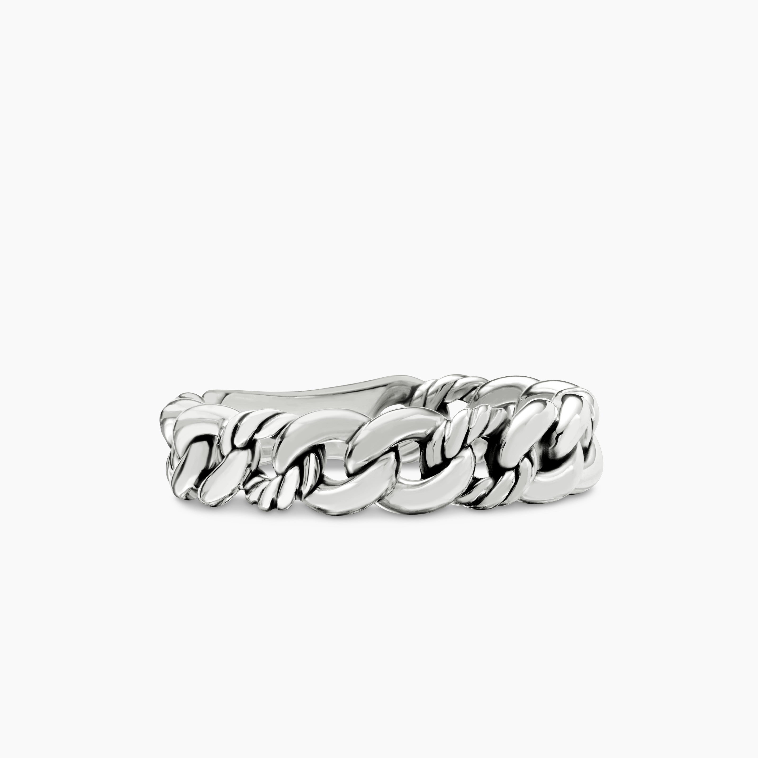 Womens Belmont Curb Link Band Ring in Sterling Silver, 5mm