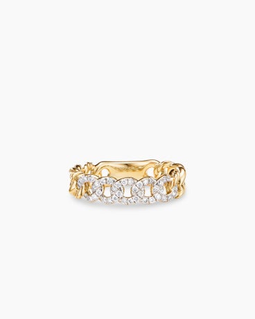 Belmont® Curb Link Band Ring in 18K Yellow Gold with Diamonds, 5mm
