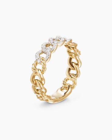 Belmont® Curb Link Band Ring in 18K Yellow Gold with Diamonds, 5mm
