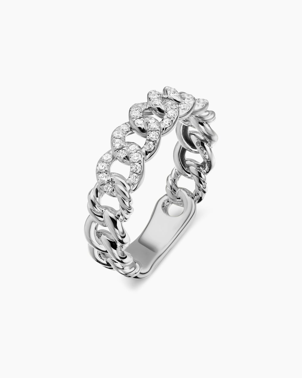 Womens Belmont Curb Link Band Ring in Sterling Silver with Diamonds, 5mm