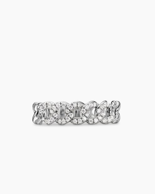 Womens Belmont Curb Link Band Ring in Sterling Silver with Diamonds, 5mm