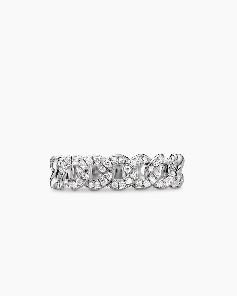 Womens Belmont Curb Link Band Ring in Sterling Silver with Diamonds, 5mm