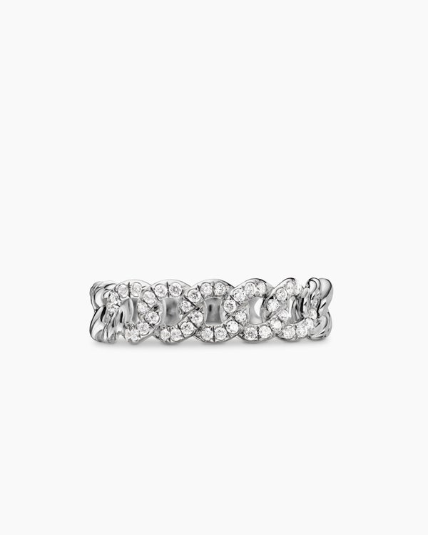 Belmont Curb Link Band Ring in Sterling Silver with Diamonds, 5mm