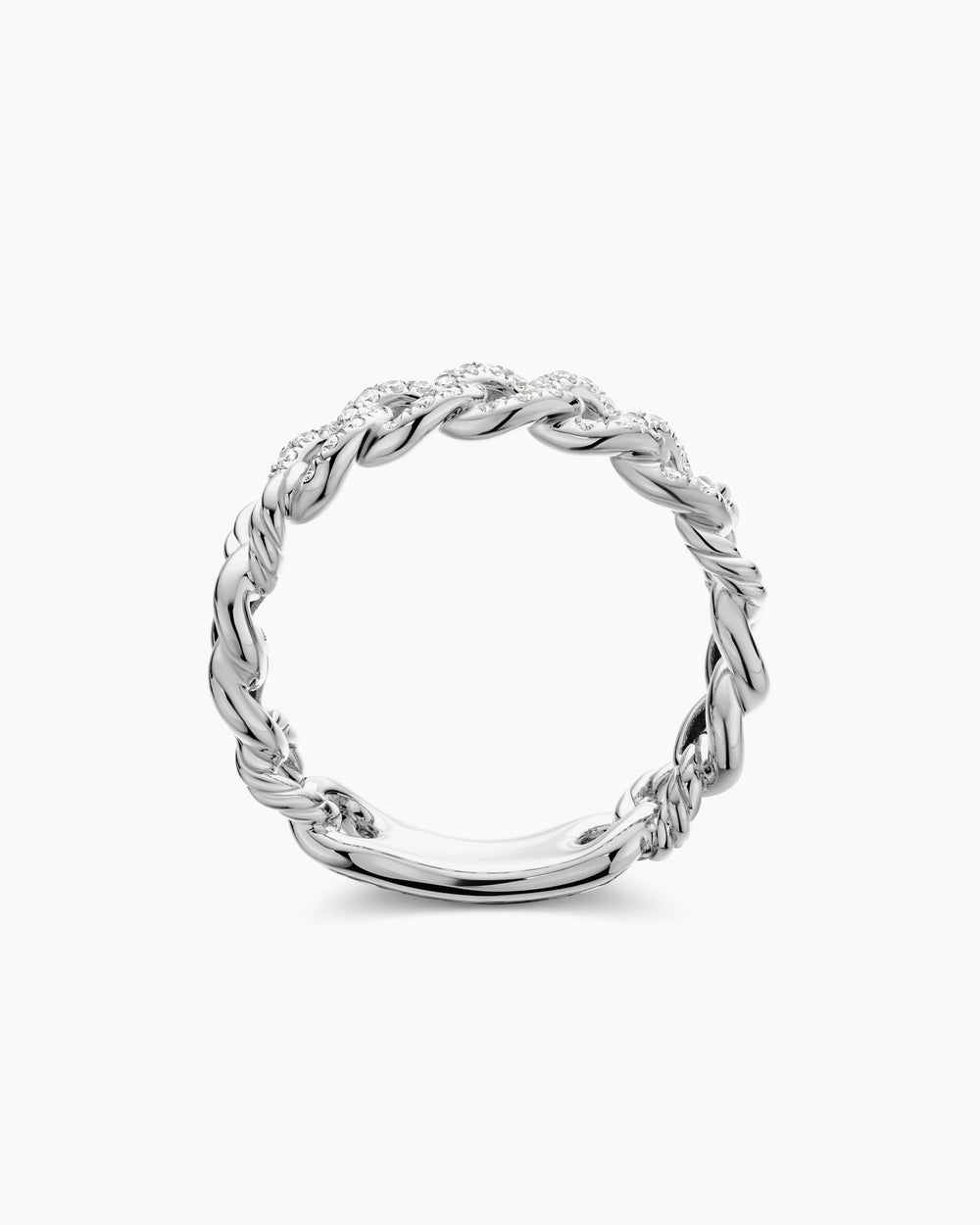 Womens Belmont Curb Link Band Ring in Sterling Silver with Diamonds, 5mm