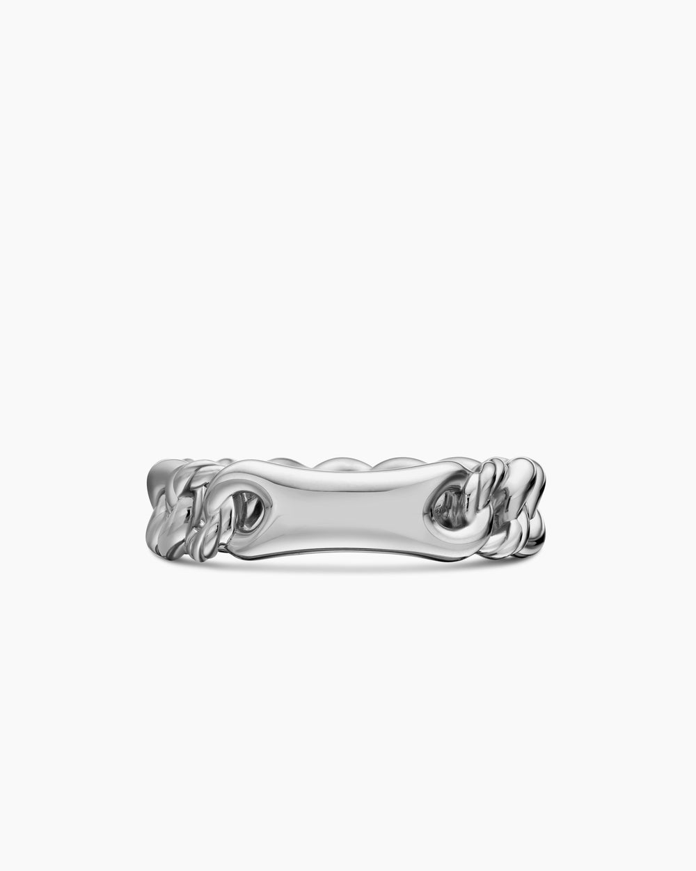 Womens Belmont Curb Link Band Ring in Sterling Silver with Diamonds, 5mm