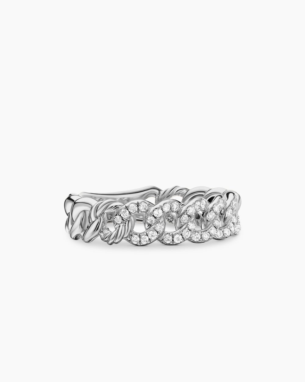 Womens Belmont Curb Link Band Ring in Sterling Silver with Diamonds, 5mm