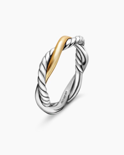 Womens Petite Infinity Band Ring in Sterling Silver with 14K Yellow Gold, 4mm