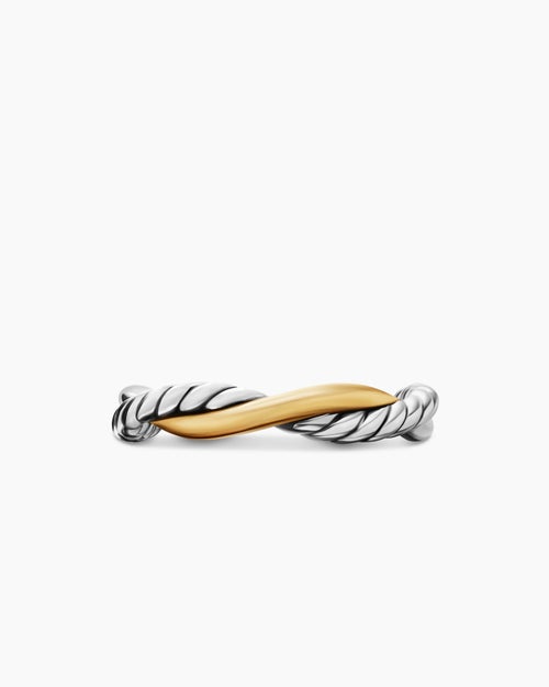 Womens Petite Infinity Band Ring in Sterling Silver with 14K Yellow Gold, 4mm